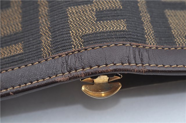 Authentic FENDI Zucca Notebook Cover Canvas Leather Brown Black J6031