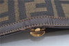 Authentic FENDI Zucca Notebook Cover Canvas Leather Brown Black J6031