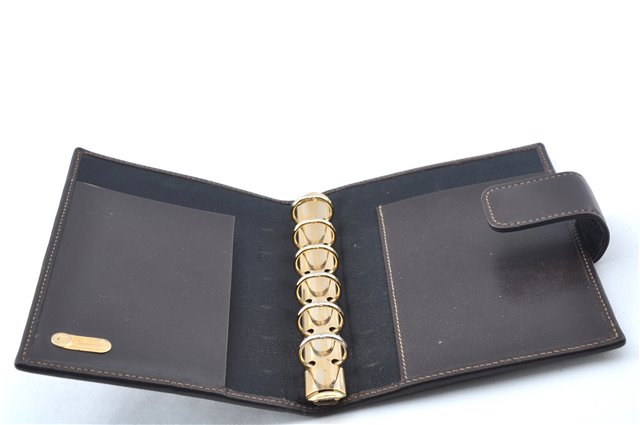 Authentic FENDI Zucca Notebook Cover Canvas Leather Brown Black J6031
