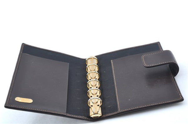 Authentic FENDI Zucca Notebook Cover Canvas Leather Brown Black J6031