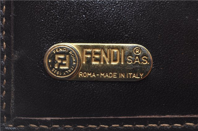 Authentic FENDI Zucca Notebook Cover Canvas Leather Brown Black J6031