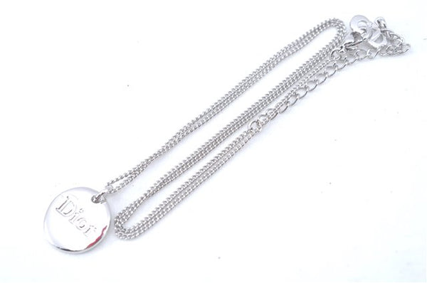 Authentic Christian Dior Logo Silver Tone Necklace CD J6055