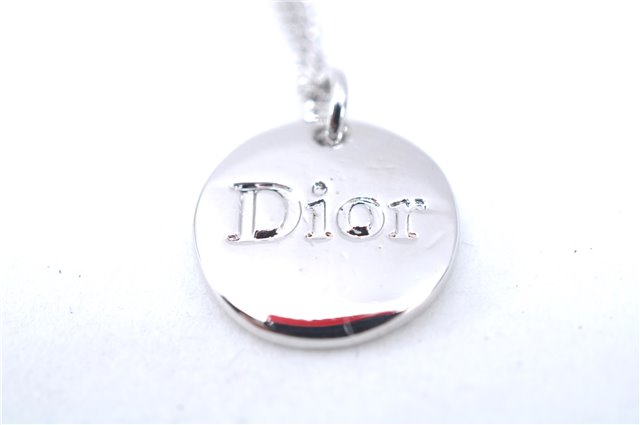 Authentic Christian Dior Logo Silver Tone Necklace CD J6055