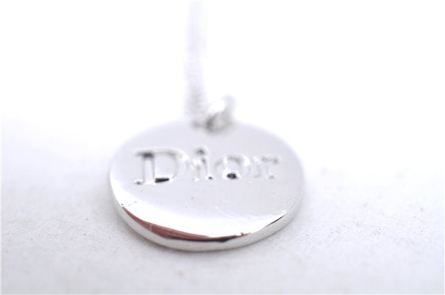 Authentic Christian Dior Logo Silver Tone Necklace CD J6055