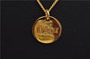 Authentic Christian Dior Logo Gold Plating Necklace Pendant CD J6056