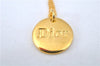 Authentic Christian Dior Logo Gold Plating Necklace Pendant CD J6056