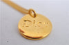 Authentic Christian Dior Logo Gold Plating Necklace Pendant CD J6056