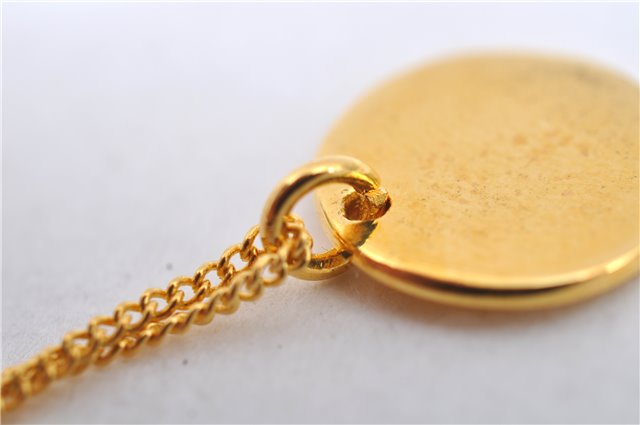 Authentic Christian Dior Logo Gold Plating Necklace Pendant CD J6056