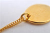 Authentic Christian Dior Logo Gold Plating Necklace Pendant CD J6056