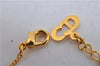 Authentic Christian Dior Logo Gold Plating Necklace Pendant CD J6056