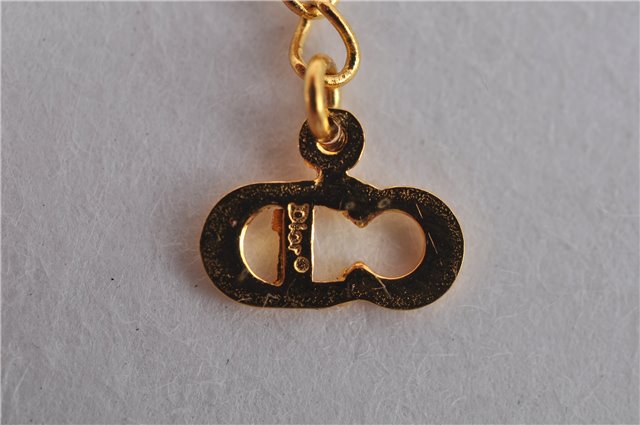 Authentic Christian Dior Logo Gold Plating Necklace Pendant CD J6056