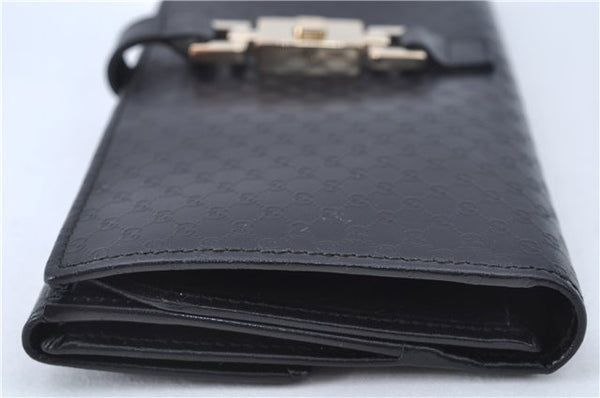 Authentic GUCCI Micro GG Jackie Leather Long Wallet Purse Black J6064