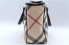Authentic BURBERRY Vintage Nova Check Hand Bag Purse PVC Leather Beige J6067