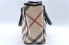 Authentic BURBERRY Vintage Nova Check Hand Bag Purse PVC Leather Beige J6067