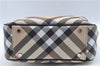 Authentic BURBERRY Vintage Nova Check Hand Bag Purse PVC Leather Beige J6067