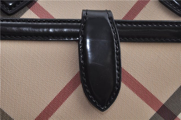 Authentic BURBERRY Vintage Nova Check Hand Bag Purse PVC Leather Beige J6067