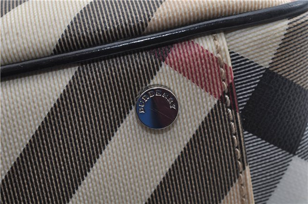Authentic BURBERRY Vintage Nova Check Hand Bag Purse PVC Leather Beige J6067
