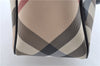 Authentic BURBERRY Vintage Nova Check Hand Bag Purse PVC Leather Beige J6067