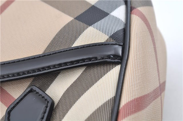 Authentic BURBERRY Vintage Nova Check Hand Bag Purse PVC Leather Beige J6067