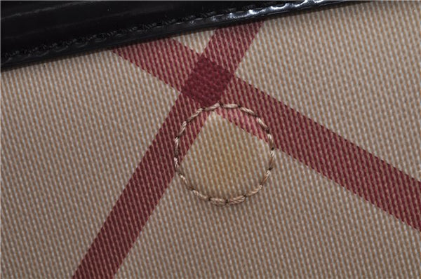 Authentic BURBERRY Vintage Nova Check Hand Bag Purse PVC Leather Beige J6067