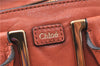 Authentic Chloe Ethel 2Way Shoulder Cross Body Hand Bag Leather Orange J6089