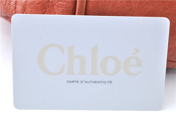 Authentic Chloe Ethel 2Way Shoulder Cross Body Hand Bag Leather Orange J6089