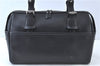 Authentic BURBERRY Vintage Leather Hand Boston Bag Black J6112