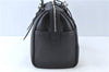 Authentic BURBERRY Vintage Leather Hand Boston Bag Black J6112