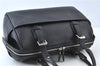 Authentic BURBERRY Vintage Leather Hand Boston Bag Black J6112