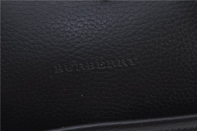 Authentic BURBERRY Vintage Leather Hand Boston Bag Black J6112