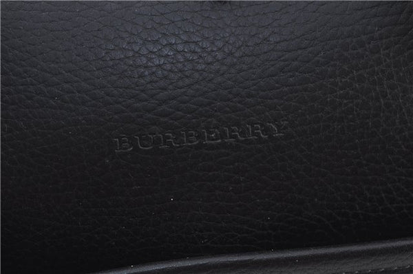 Authentic BURBERRY Vintage Leather Hand Boston Bag Black J6112