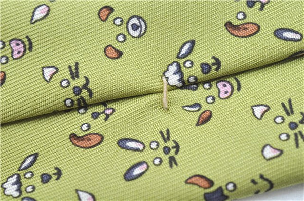 Authentic HERMES Tie Necktie Animal Pattern Silk Light Green Box J6115