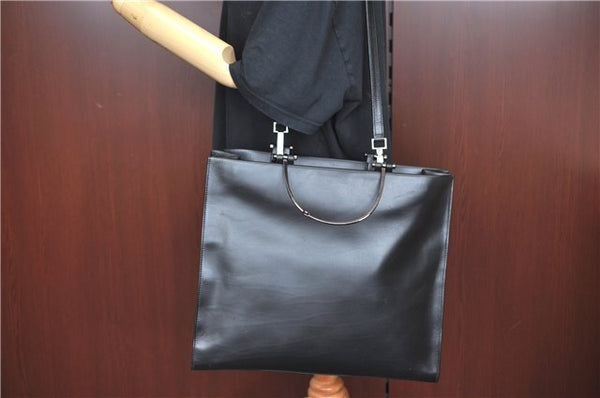 Authentic GUCCI 2Way Shoulder Hand Bag Leather 0021028 Black J6149