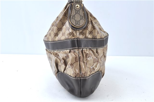 Authentic GUCCI Jumbo GG Shoulder Hand Bag Purse PVCLeather 223965 Brown J6164