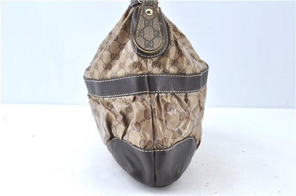 Authentic GUCCI Jumbo GG Shoulder Hand Bag Purse PVCLeather 223965 Brown J6164