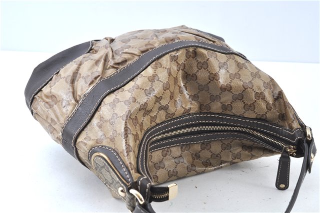 Authentic GUCCI Jumbo GG Shoulder Hand Bag Purse PVCLeather 223965 Brown J6164