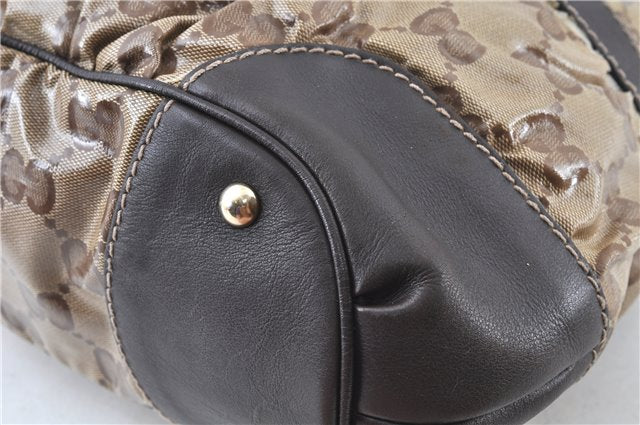 Authentic GUCCI Jumbo GG Shoulder Hand Bag Purse PVCLeather 223965 Brown J6164