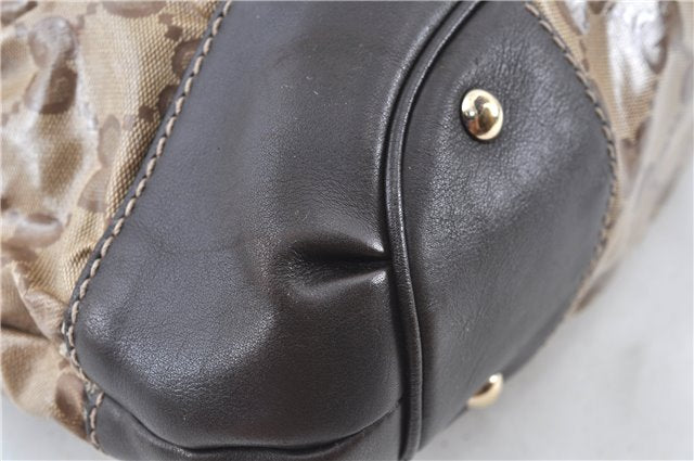 Authentic GUCCI Jumbo GG Shoulder Hand Bag Purse PVCLeather 223965 Brown J6164