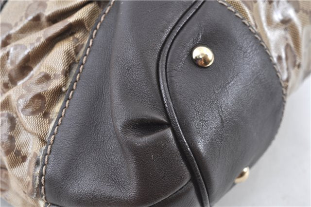Authentic GUCCI Jumbo GG Shoulder Hand Bag Purse PVCLeather 223965 Brown J6164