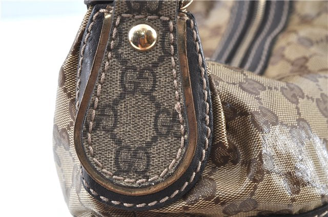 Authentic GUCCI Jumbo GG Shoulder Hand Bag Purse PVCLeather 223965 Brown J6164