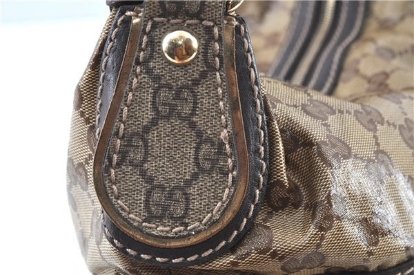 Authentic GUCCI Jumbo GG Shoulder Hand Bag Purse PVCLeather 223965 Brown J6164