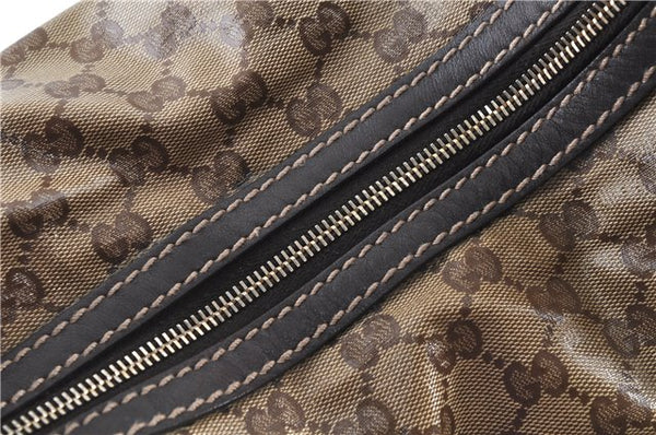 Authentic GUCCI Jumbo GG Shoulder Hand Bag Purse PVCLeather 223965 Brown J6164