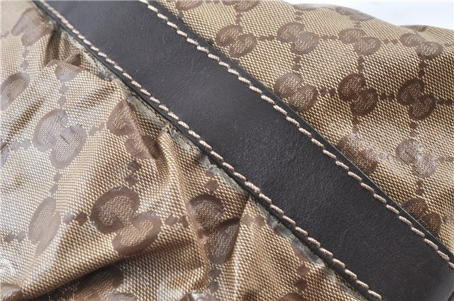 Authentic GUCCI Jumbo GG Shoulder Hand Bag Purse PVCLeather 223965 Brown J6164