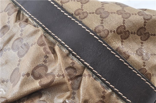 Authentic GUCCI Jumbo GG Shoulder Hand Bag Purse PVCLeather 223965 Brown J6164