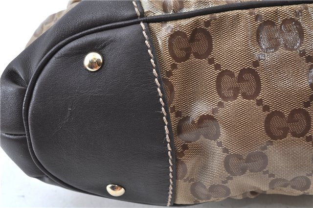 Authentic GUCCI Jumbo GG Shoulder Hand Bag Purse PVCLeather 223965 Brown J6164