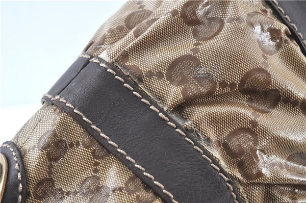 Authentic GUCCI Jumbo GG Shoulder Hand Bag Purse PVCLeather 223965 Brown J6164