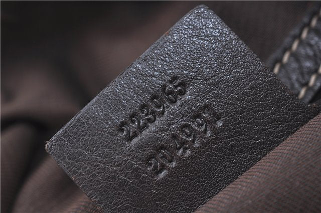 Authentic GUCCI Jumbo GG Shoulder Hand Bag Purse PVCLeather 223965 Brown J6164