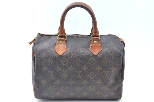 Authentic Louis Vuitton Monogram Speedy 25 Boston Hand Bag M41528 LV Junk J6166