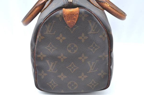 Authentic Louis Vuitton Monogram Speedy 25 Boston Hand Bag M41528 LV Junk J6166