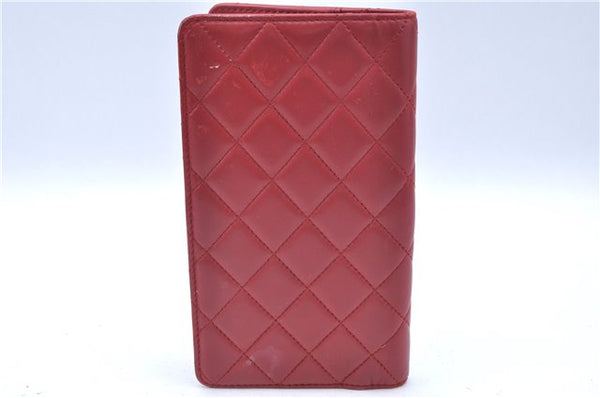 Authentic CHANEL Lamb Skin Matelasse CC Logo Notebook Cover Red J6181